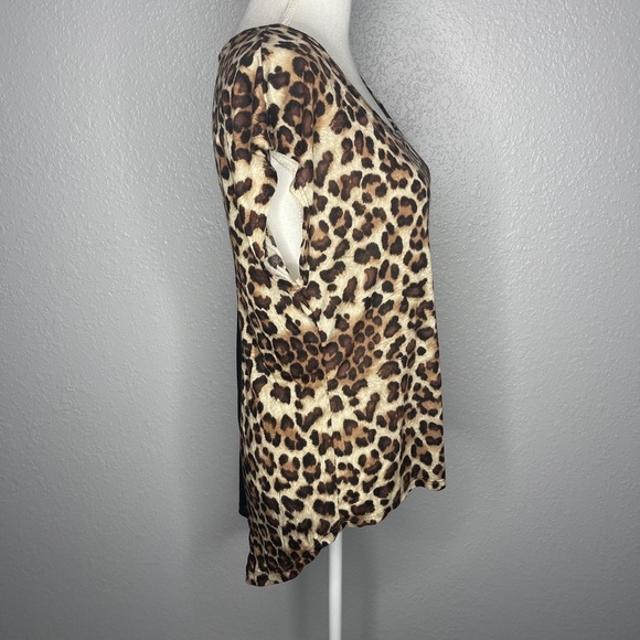 Animal print top with black sheer piece on back - Picture 3 of 7